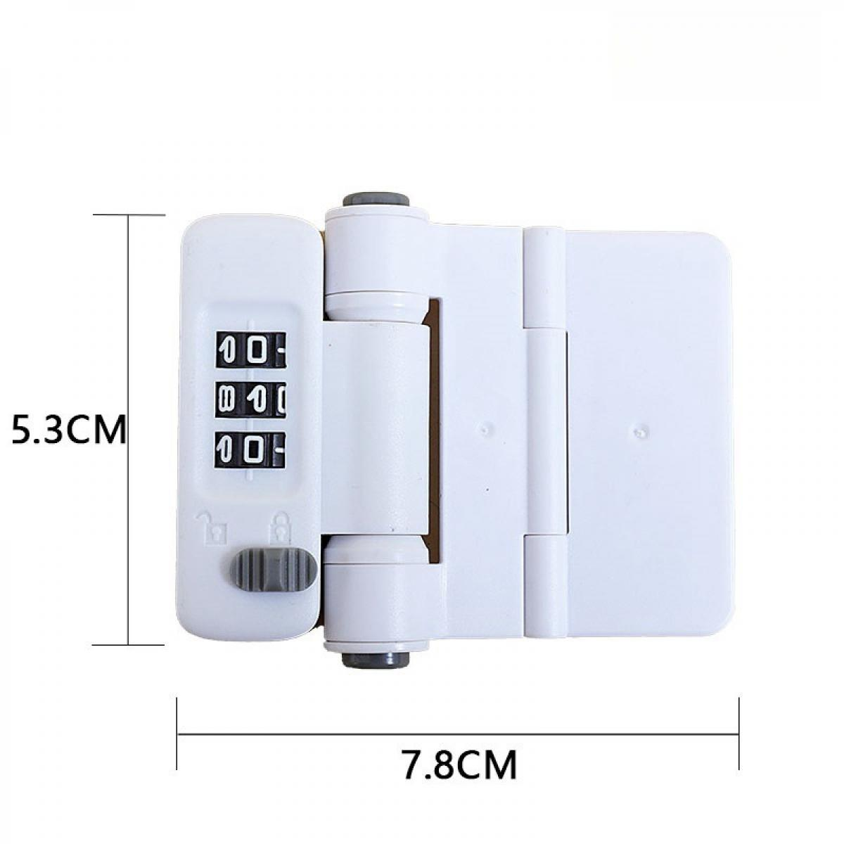 Ein weißes Kombinationsscharnier mit drei Ziffernblättern, die 000 anzeigen. Es ist 5,3 cm hoch und 7,8 cm breit.