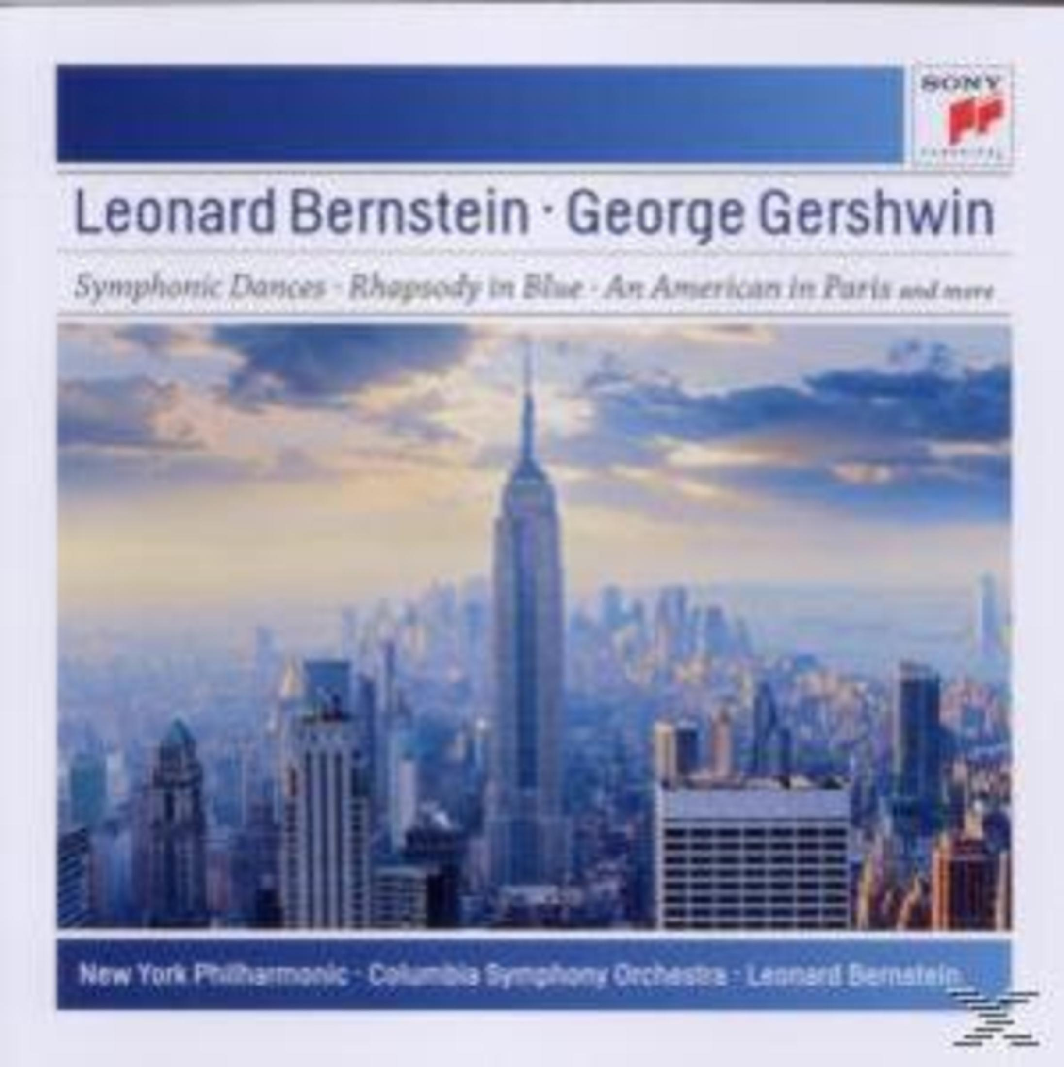 Albumcover: New Yorker Skyline mit Empire State Building. Text: Leonard Bernstein, George Gershwin.