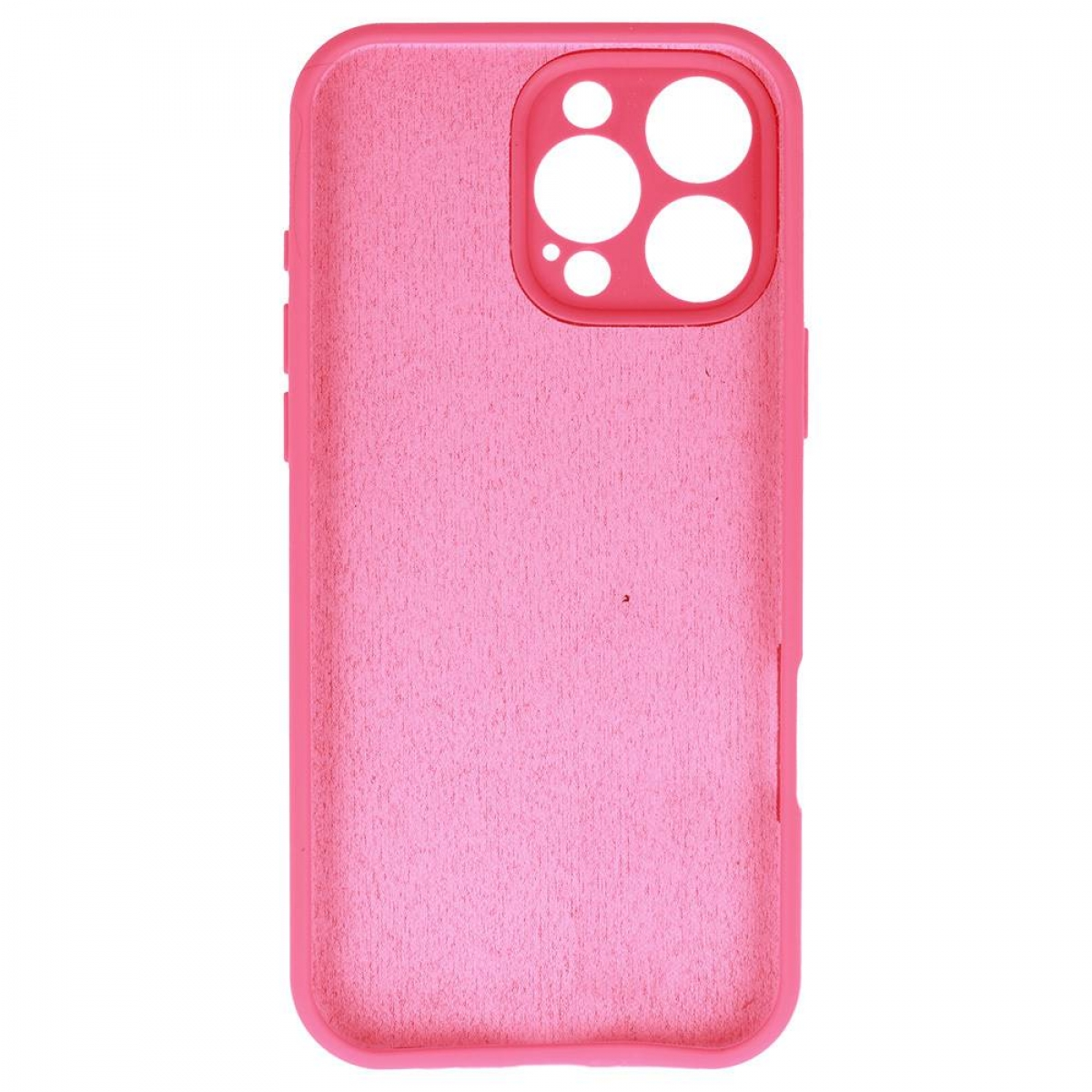 Eine rosa Handyhülle mit Aussparungen für Kamera und Knöpfe wird angezeigt. Die Hülle hat eine strukturierte Oberfläche und passt für ein Telefon.