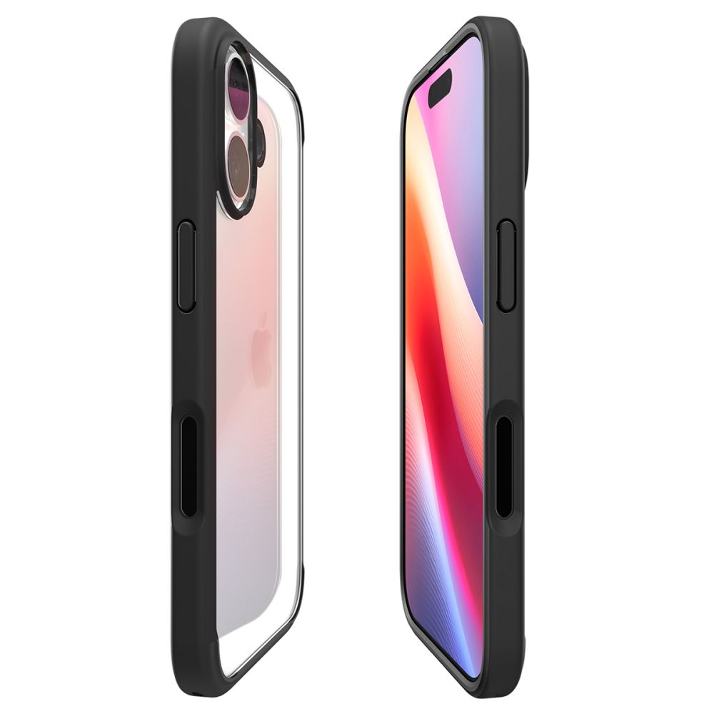 Deux smartphones dans des étuis de protection sont montrés côte à côte. Le téléphone de gauche est rose, celui de droite a un écran coloré.