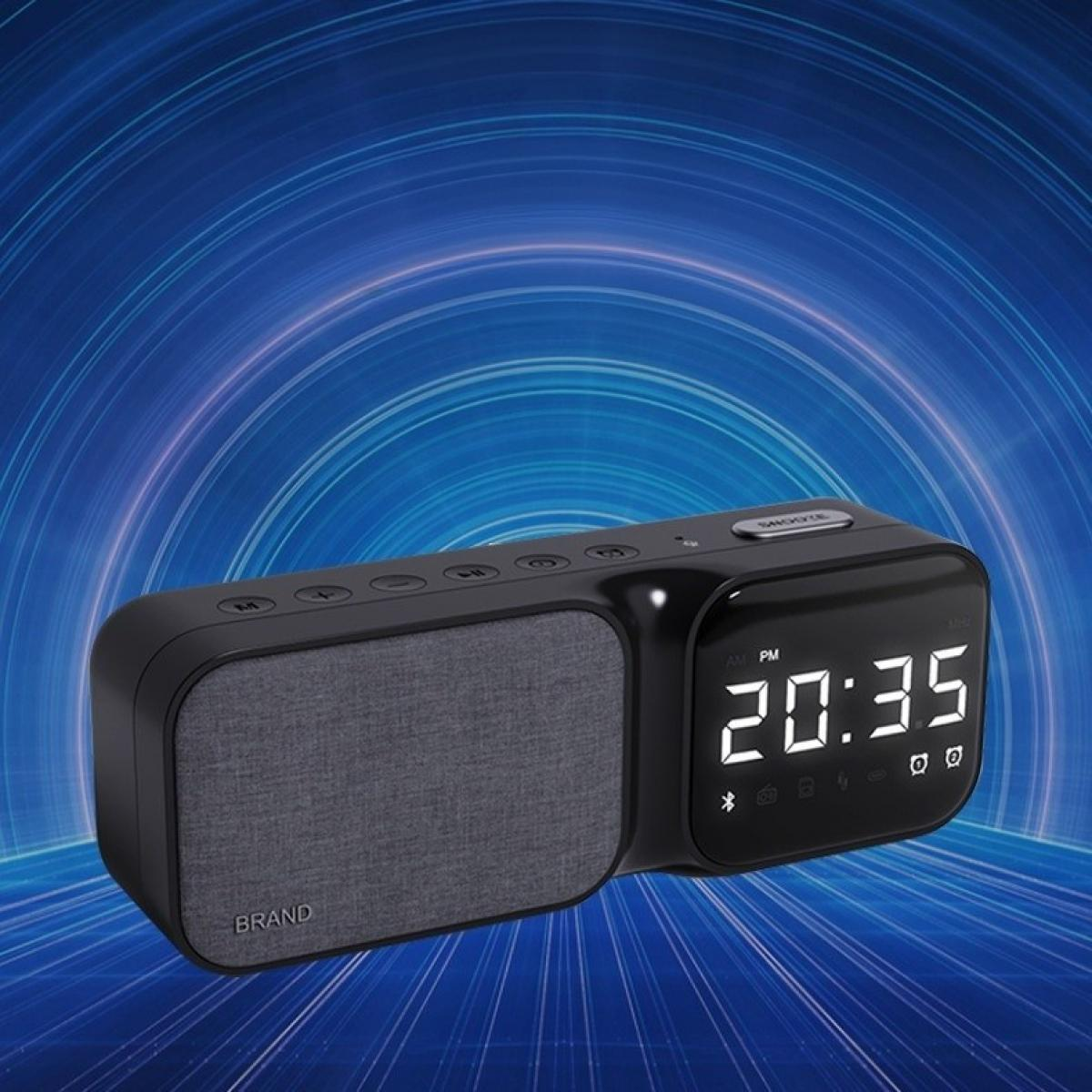 Ein schwarzes Digitalradio mit grauem Lautsprecher. Es zeigt 20:35 an. Der Hintergrund hat ein blaues Muster.