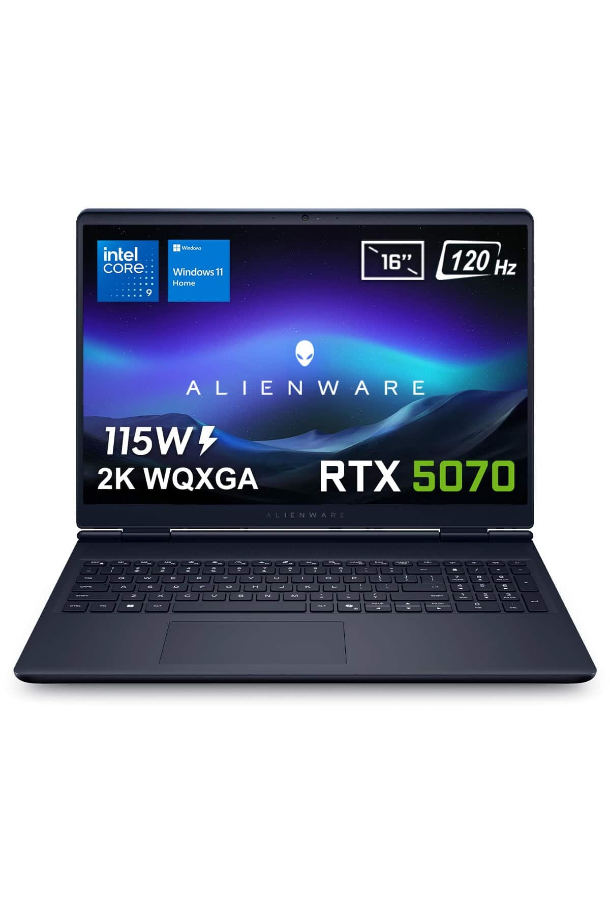 DELL Alienware 16 Aurora RTX5070  2K WQXGA 120Hz WVA16250 Intel Core 9-270H 32 GB RAM 1 TB SSD 16 inç Windows 11 Home Gaming Laptop Siyah