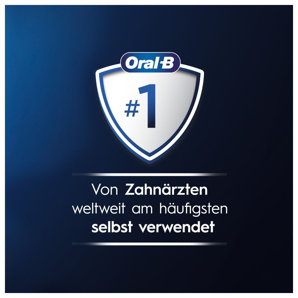 Logo Oral-B z tarczą pokazuje #1. Tekst: 'Najczęściej używane przez dentystów na całym świecie'.
