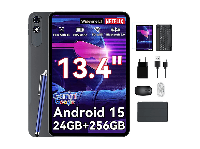 VEKFULPC T60 Pro, Tablet, 256 GB, 13,4 Zoll, Grau