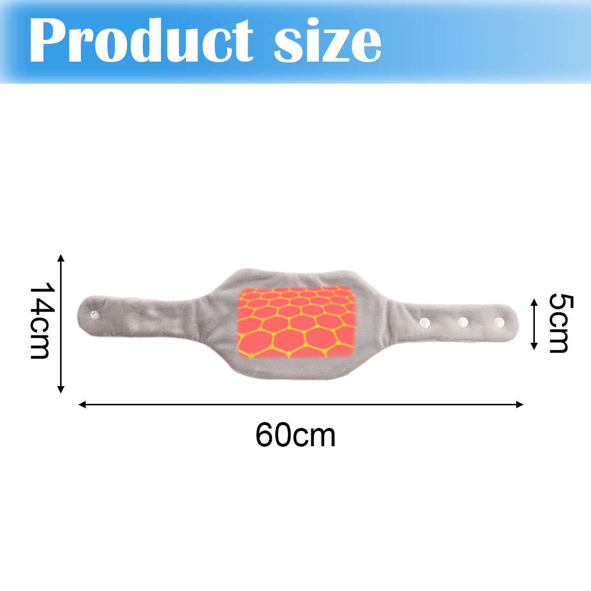 Ein graues Produkt mit rotem Wabenmuster, Abmessungen: 60 cm lang, 14 cm breit und 5 cm hoch. Die Produktgröße wird angezeigt.