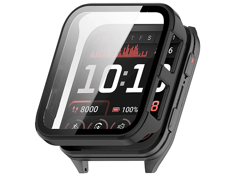 WIGENTO Kunststoff Design Hülle + H9 Hart Glas Watch Schutz Hülle (für Garmin Venu X1)