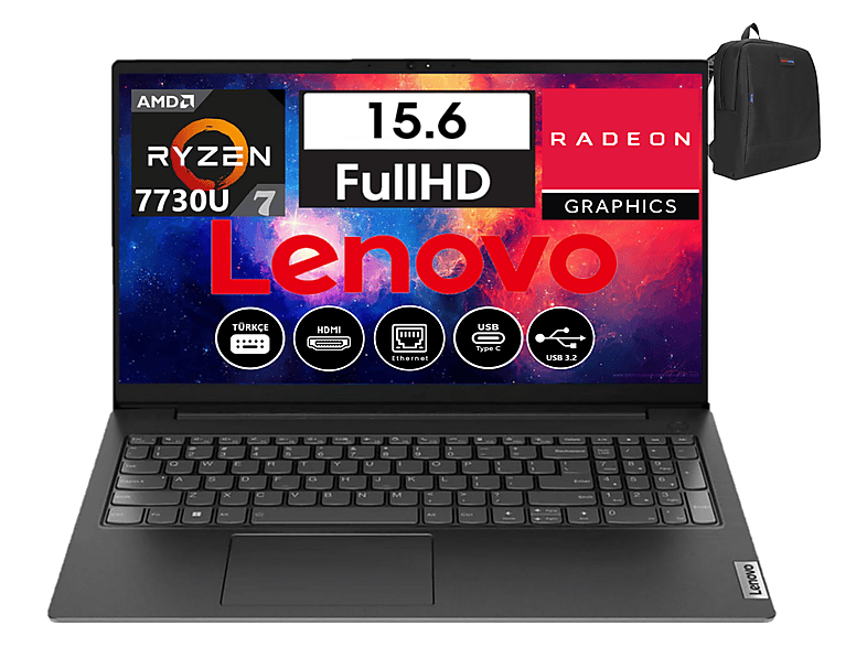 LENOVO V15 G4 ABP FHD V82YY001MTR07 7730U 16 GB RAM 512 GB SSD 15,6 inç FreeDOS Laptop+Çanta Siyah