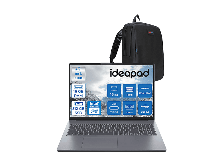 LENOVO IdeaPad Slim 3 Wuxga IPS 83K2001UTRF01 13420H 16 GB RAM 512 GB SSD 16 inç FreeDOS Laptop+Çanta Gri