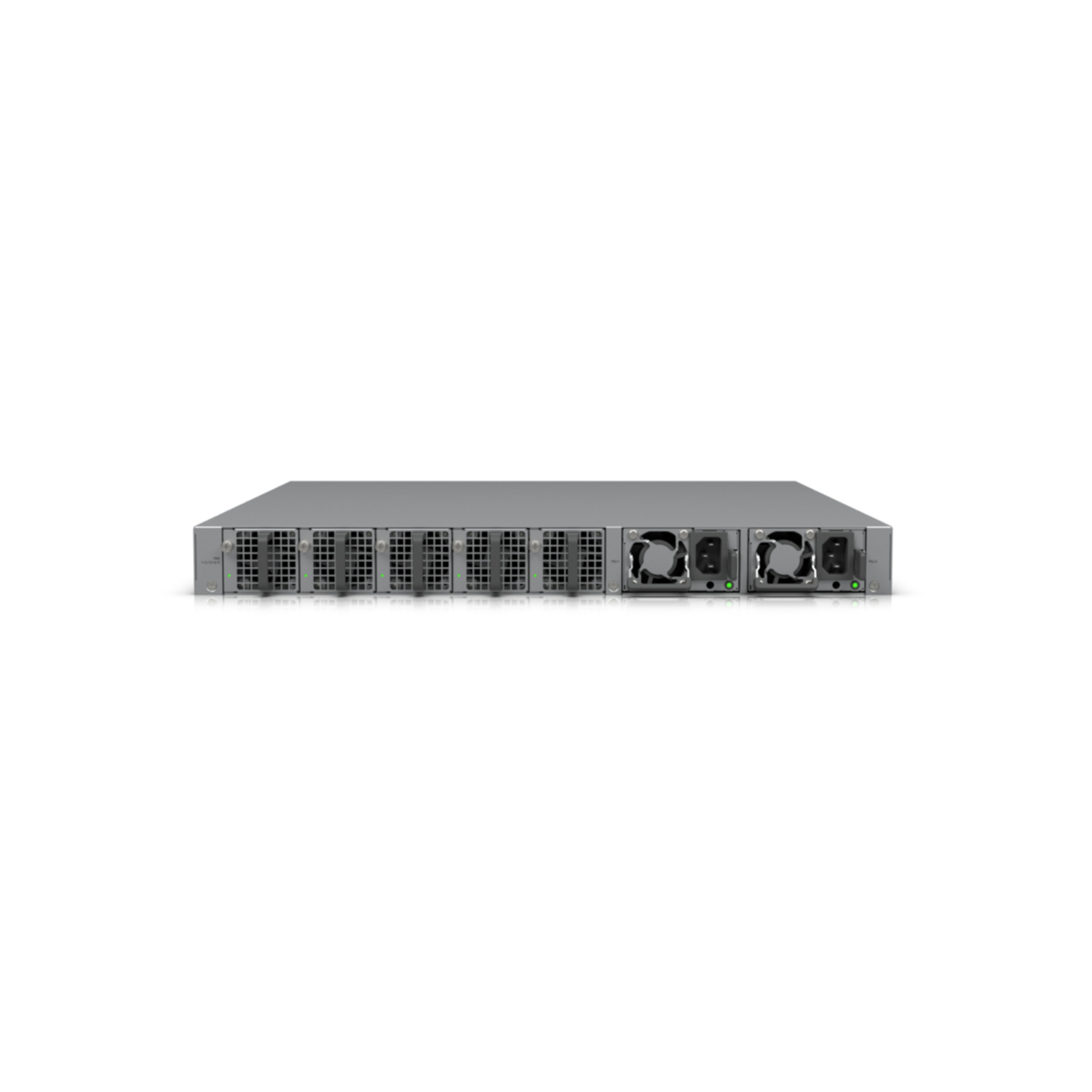 Un server grigio, con ventole e porte, è centrato. Lo sfondo è bianco.
