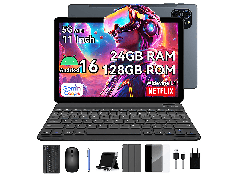 TABWEE T90, Tablet, 128 GB, 11 Zoll, Grau