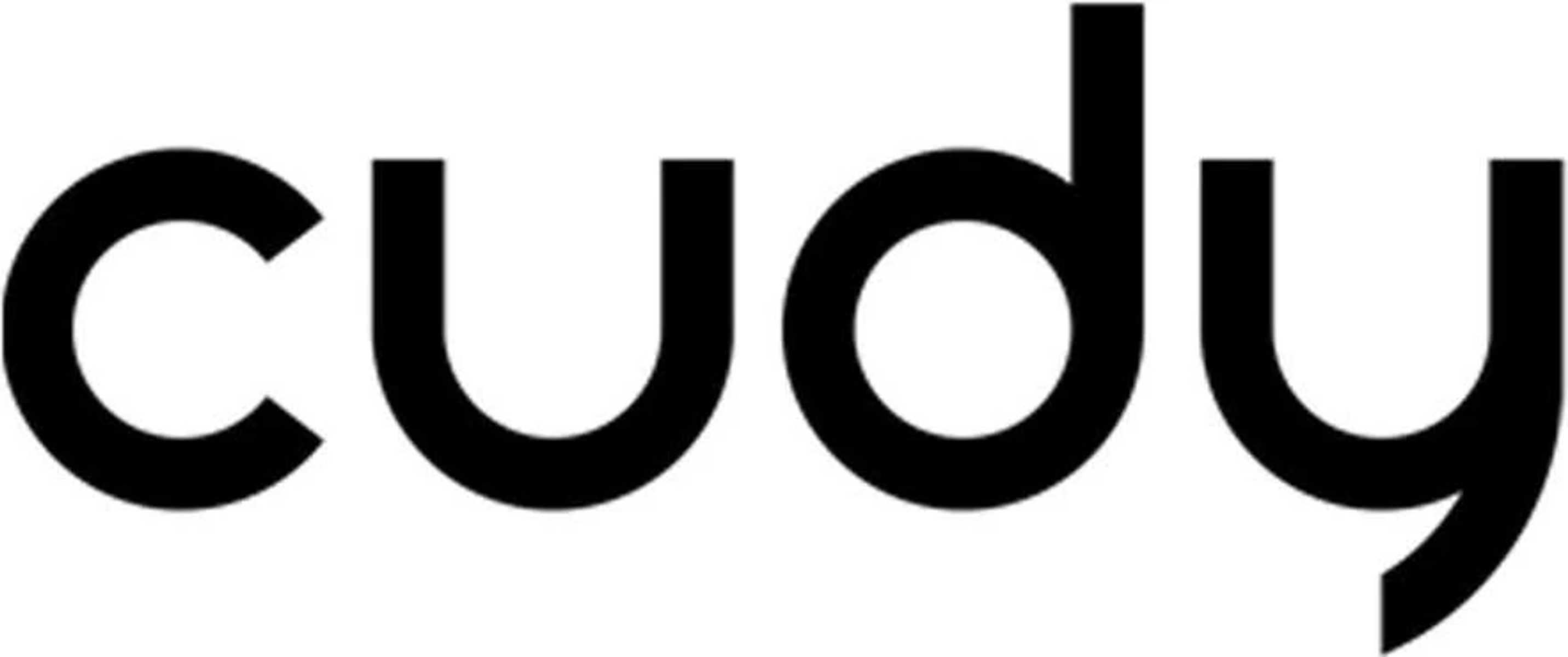 La palabra "cudy" en letras negras en negrita. El fondo es blanco.