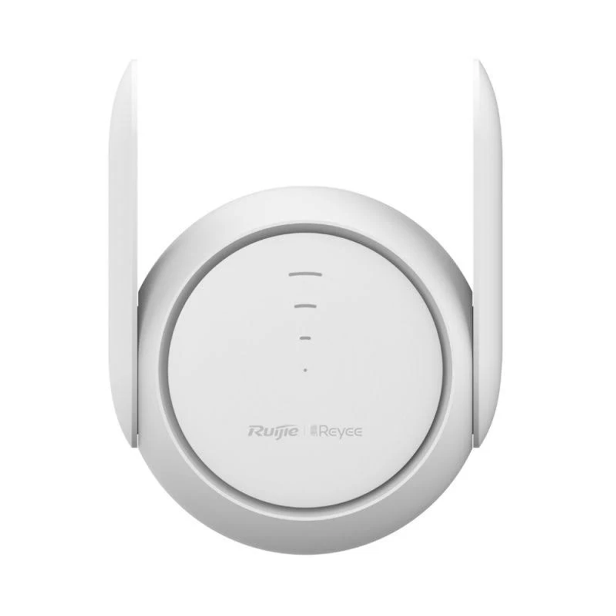 Un router blanco con dos antenas. Tiene la marca 'Ruijie Reyee' y cuatro luces indicadoras en el frente.