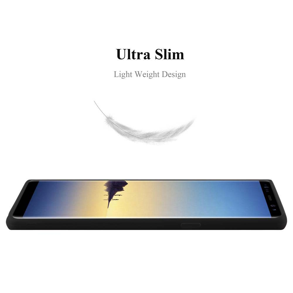 Uno smartphone è appoggiato su uno sfondo bianco. Sopra c'è una piuma e il testo Ultra Slim e Light Weight Design.
