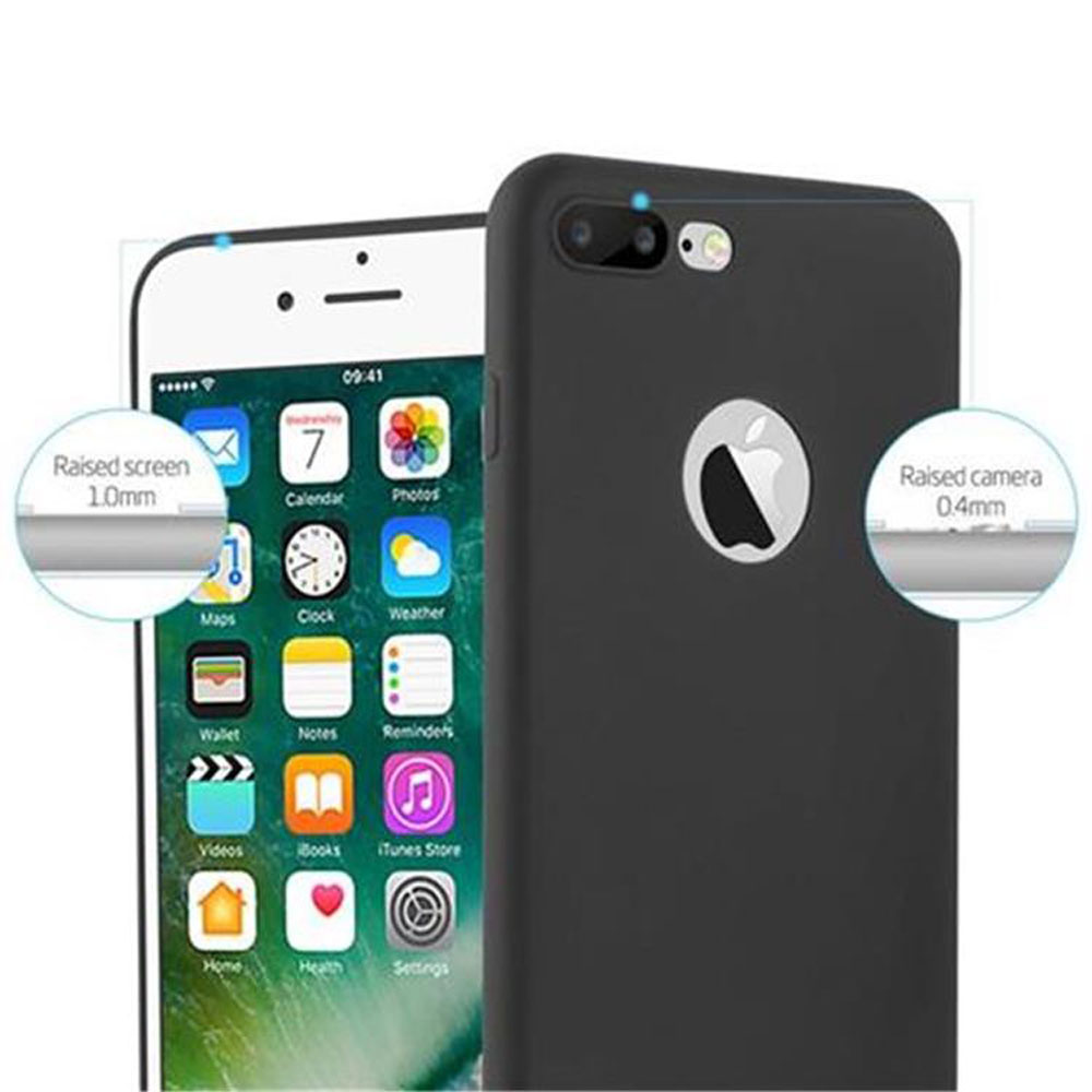 Due smartphone neri. Uno mostra la schermata iniziale con le icone delle app. L'altro ha un logo Apple sul retro e una fotocamera rialzata.