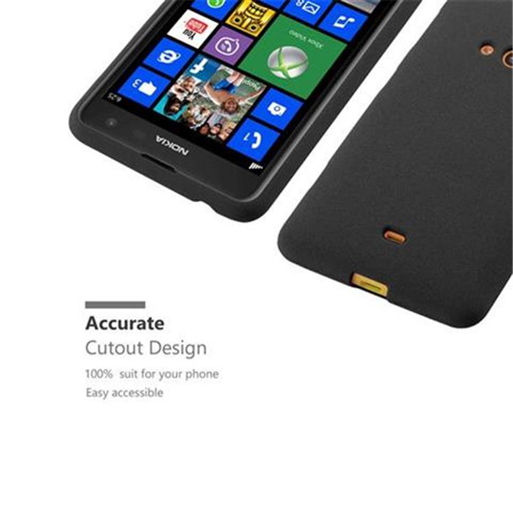 Un smartphone Nokia con carcasa negra y pantalla con iconos de aplicaciones. Hay una segunda carcasa negra al lado.