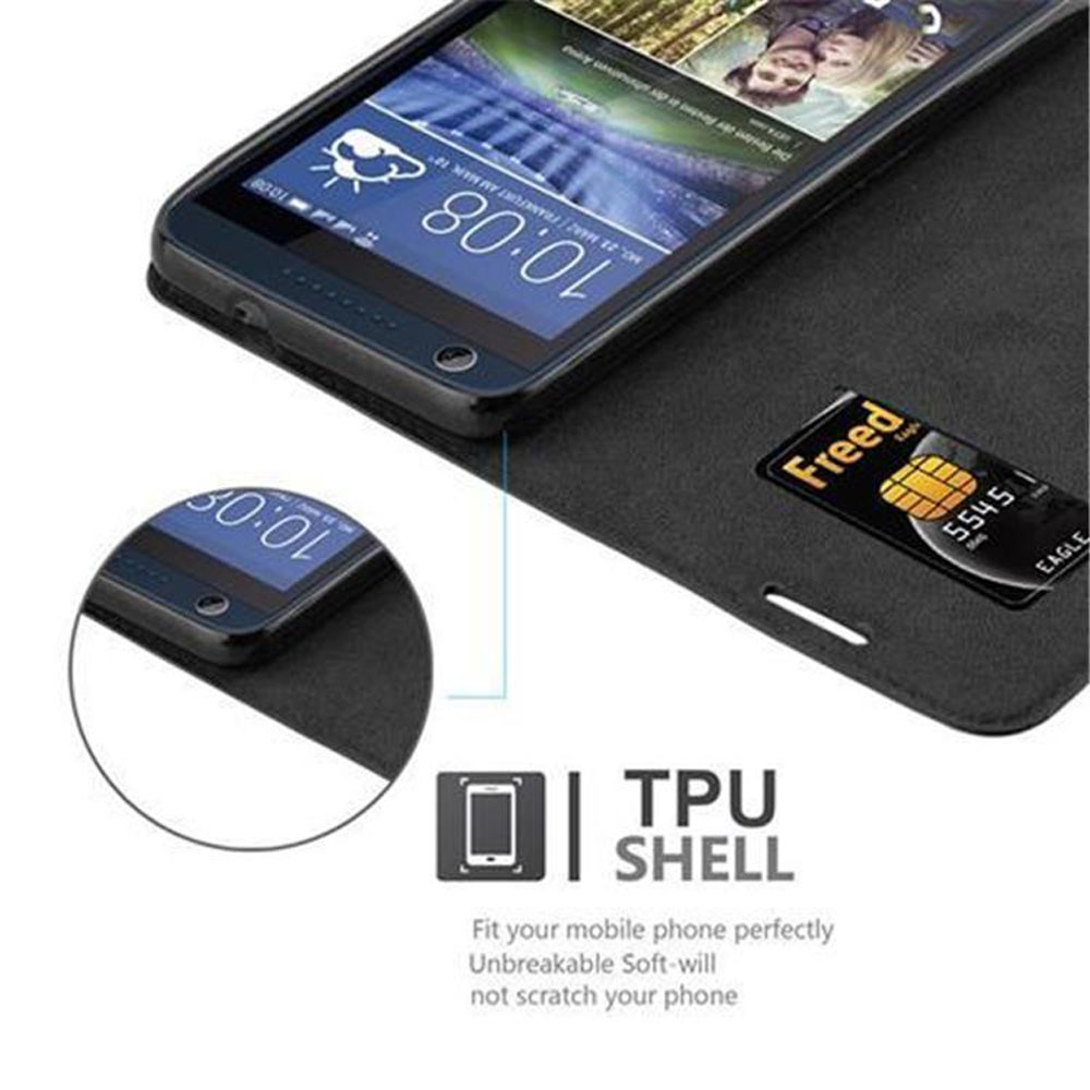 Ein Smartphone mit der Uhrzeit 10:08 in einer schwarzen Hülle. Eine Freed-Karte ist darin. Text: TPU SHELL.