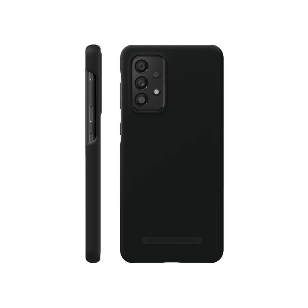 Custodia per telefono nera con più lenti della fotocamera e il marchio IDEAL OF SWEDEN. Il telefono è mostrato frontalmente e lateralmente.