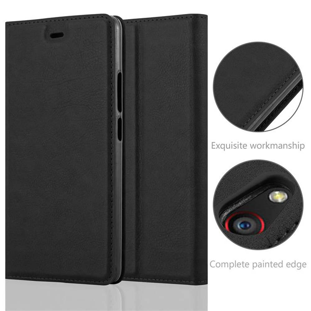 Custodia per telefono in pelle nera, con cuciture dettagliate e un bordo verniciato completo, che mostra una squisita maestria artigianale.