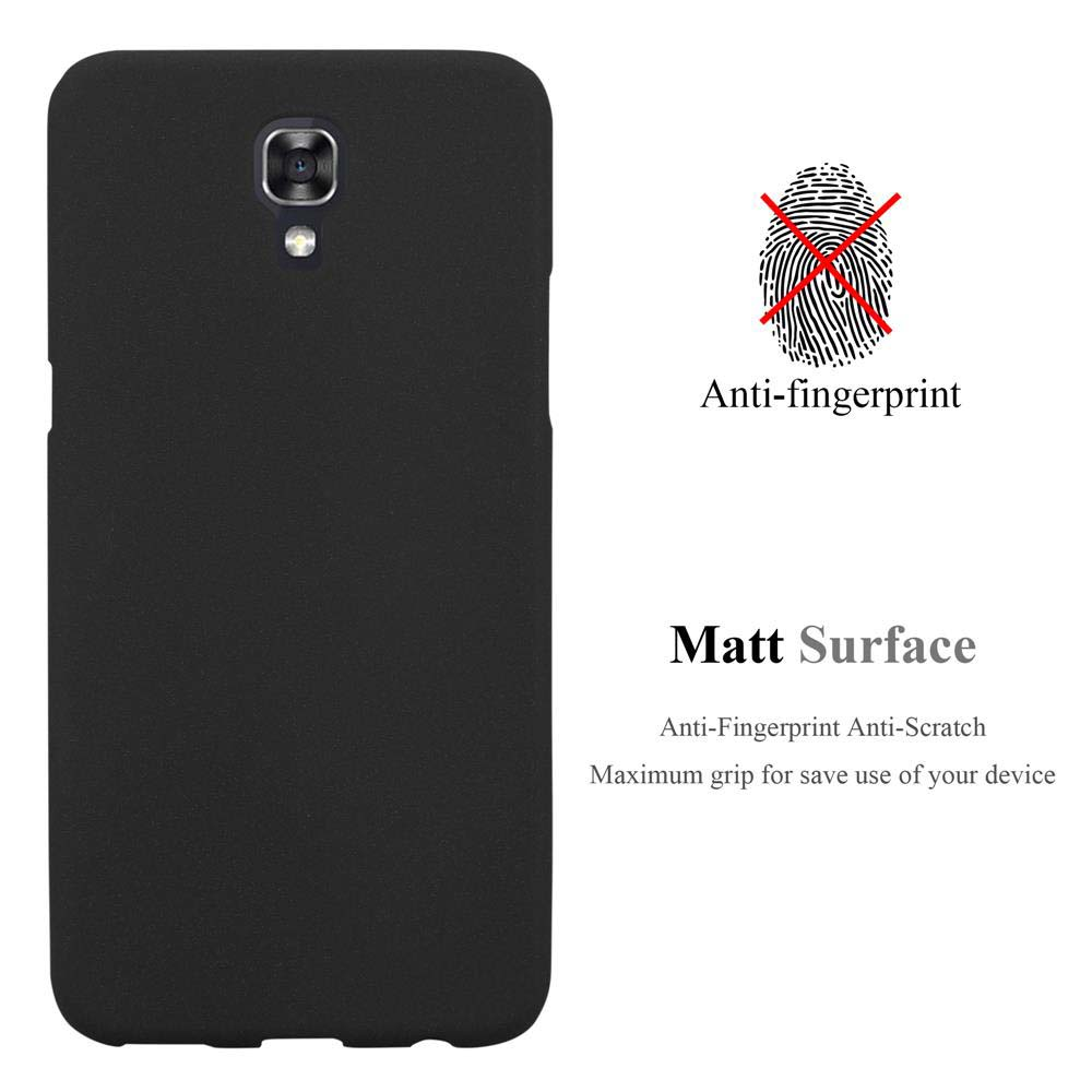 Custodia nera per telefono con fotocamera, anti-impronta e testo superficie opaca.