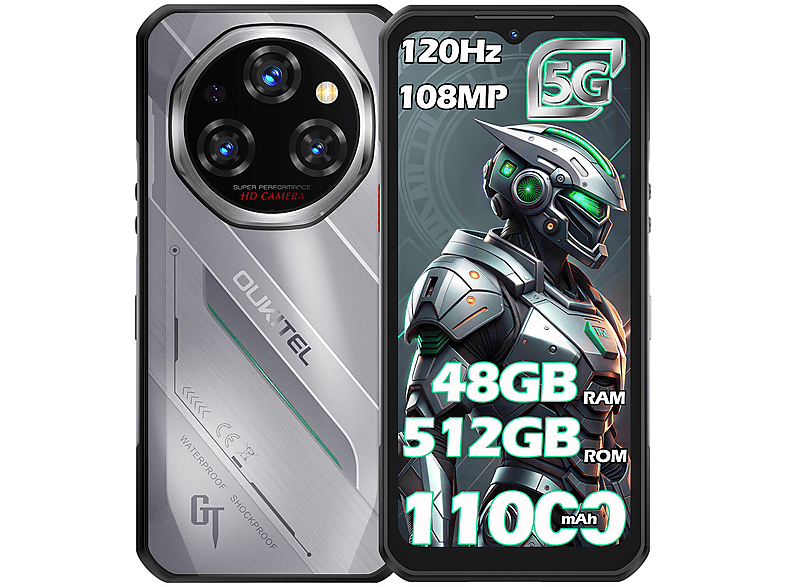 OUKITEL WP62 5G 48GB 11000mAh 108MP 512 GB Silber Dual SIM