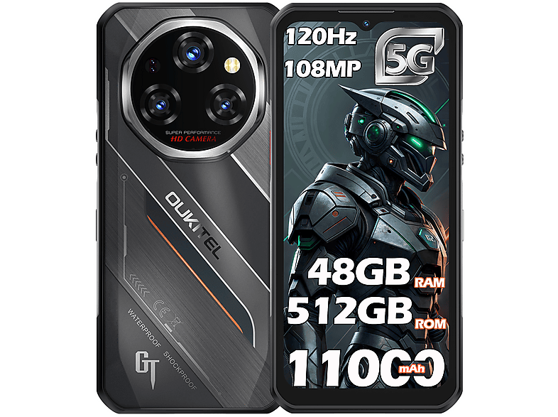 OUKITEL WP62 5G 48GB 11000mAh 108MP 512 GB Schwarz Dual SIM