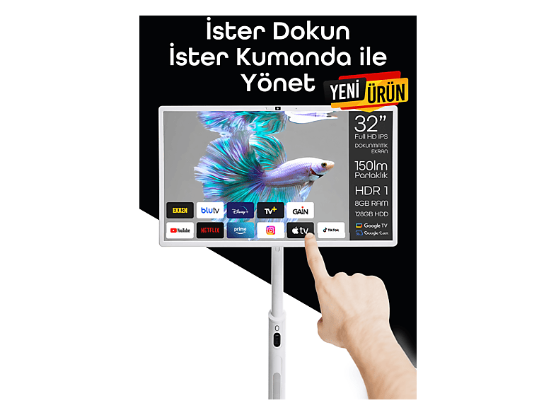 EVAIO Plus Taşınabilir Android LED Ekran 32 inç 80 cm Full-HD