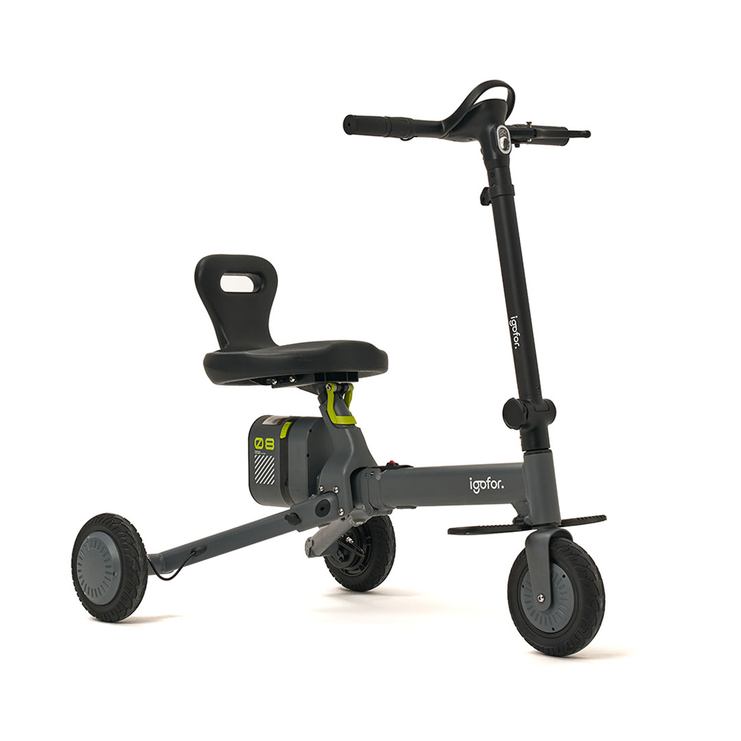 IGOFOR 3 Tekerlekli Katlanabilir Oturulabilir Hafif, Taşınabilir, Uzun Menzilli km Elektrikli Scooter Gri