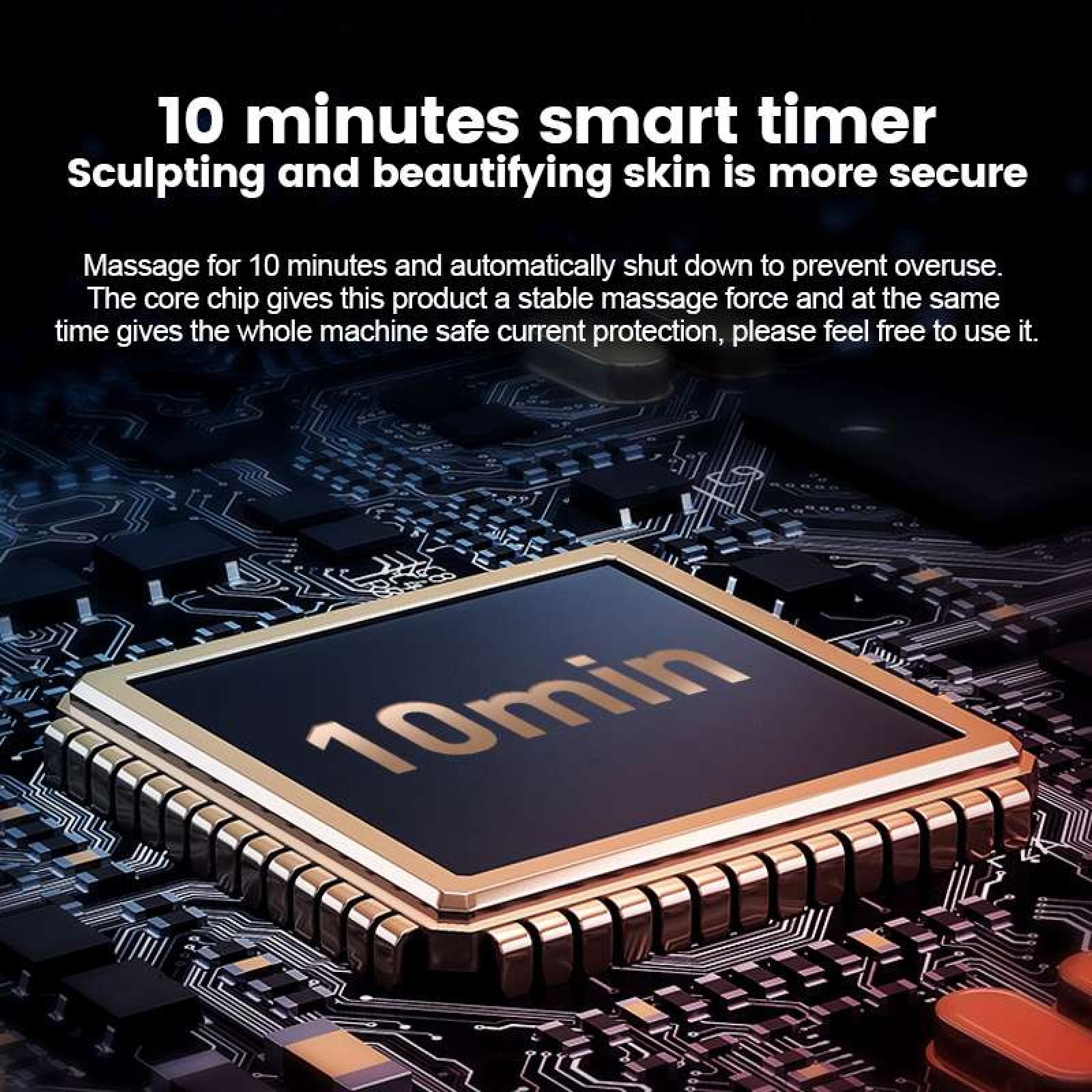 Das Bild zeigt eine Platine mit Text. Ein goldgerahmter Chip trägt die Aufschrift '10min'. Der Text lautet '10 Minuten Smart Timer'.
