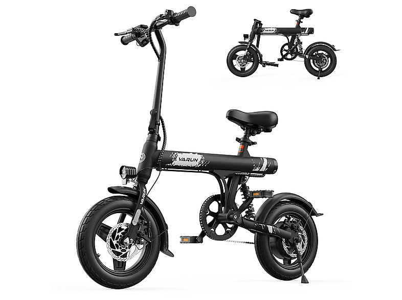 VARUN C14-1 Kompakt-/Faltrad (Laufradgröße: 14 Zoll, Unisex-Rad, 280.8 Wh, Schwarz)