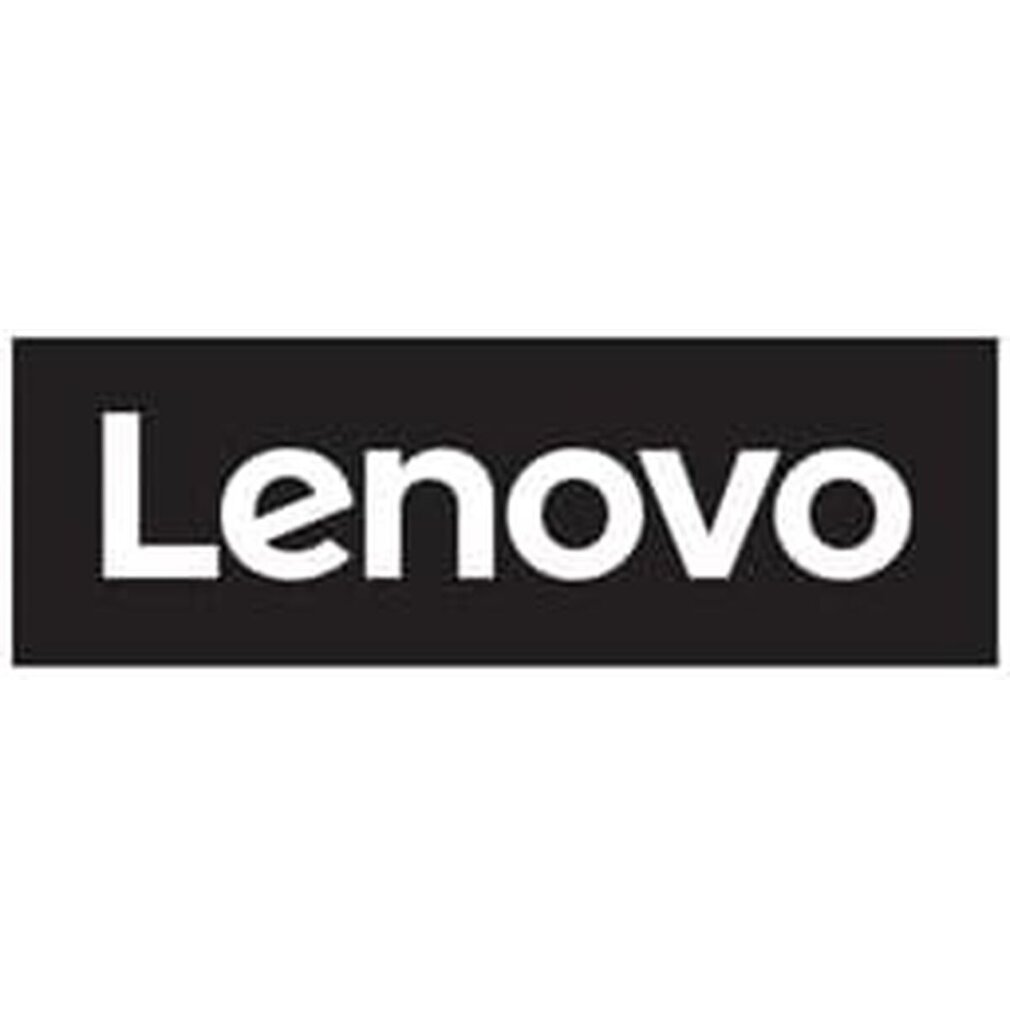 Logo Lenovo. Biały tekst 'Lenovo' na czarnym prostokątnym tle.