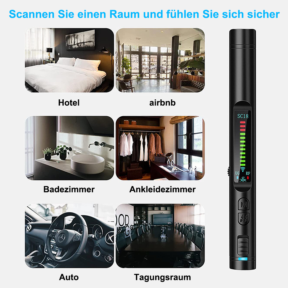 Das Bild zeigt Räume wie Hotel, Airbnb, Badezimmer, Ankleidezimmer, Autoinnenraum, Tagungsraum und ein schwarzes Gerät.