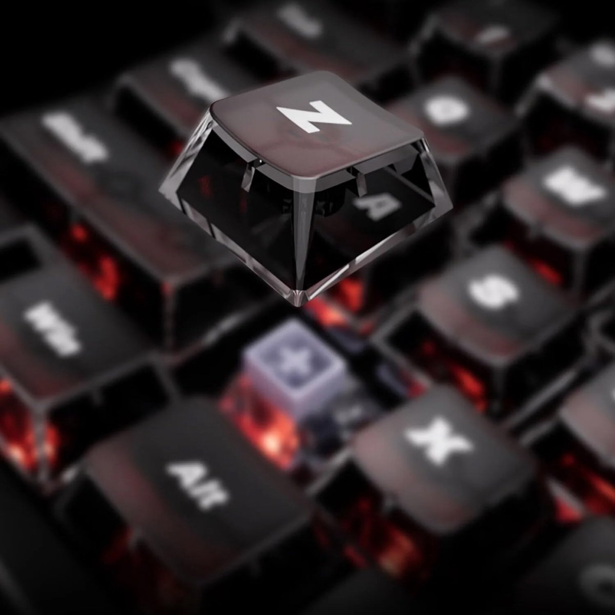 A close-up of a keyboard with the focus on the 'Z' key. The key is black with a white 'Z'. Other keys are blurred.