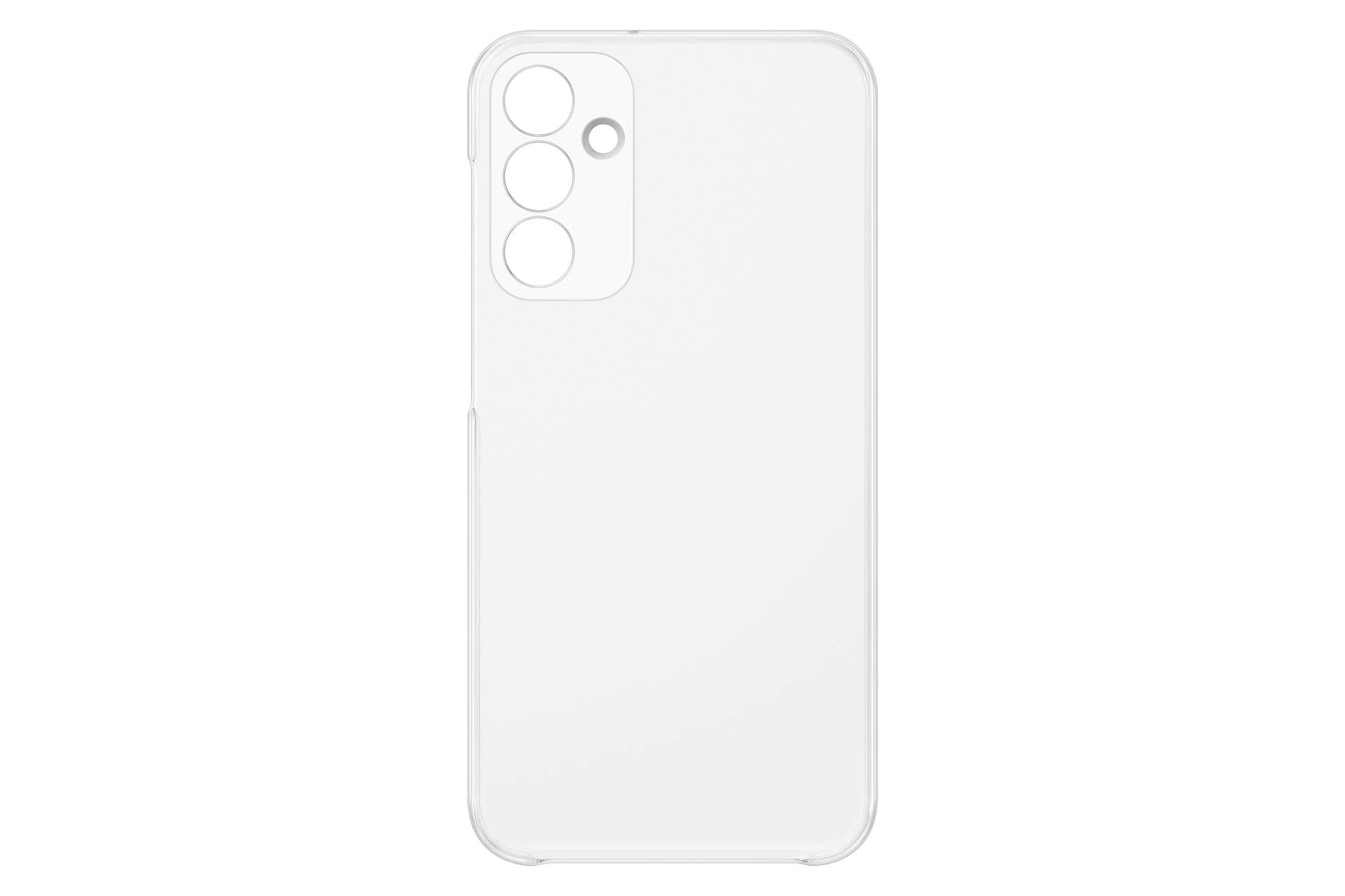 Białe etui na telefon na czarnym tle. Etui posiada wycięcie na aparat z trzema okręgami i jednym otworem.