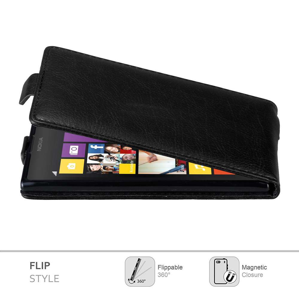 Custodia Flip Con Chiusura Magnetica Per Nokia Lumia 1020 - Pelle Finta Nera, Protezione Completa, Apertura 360°