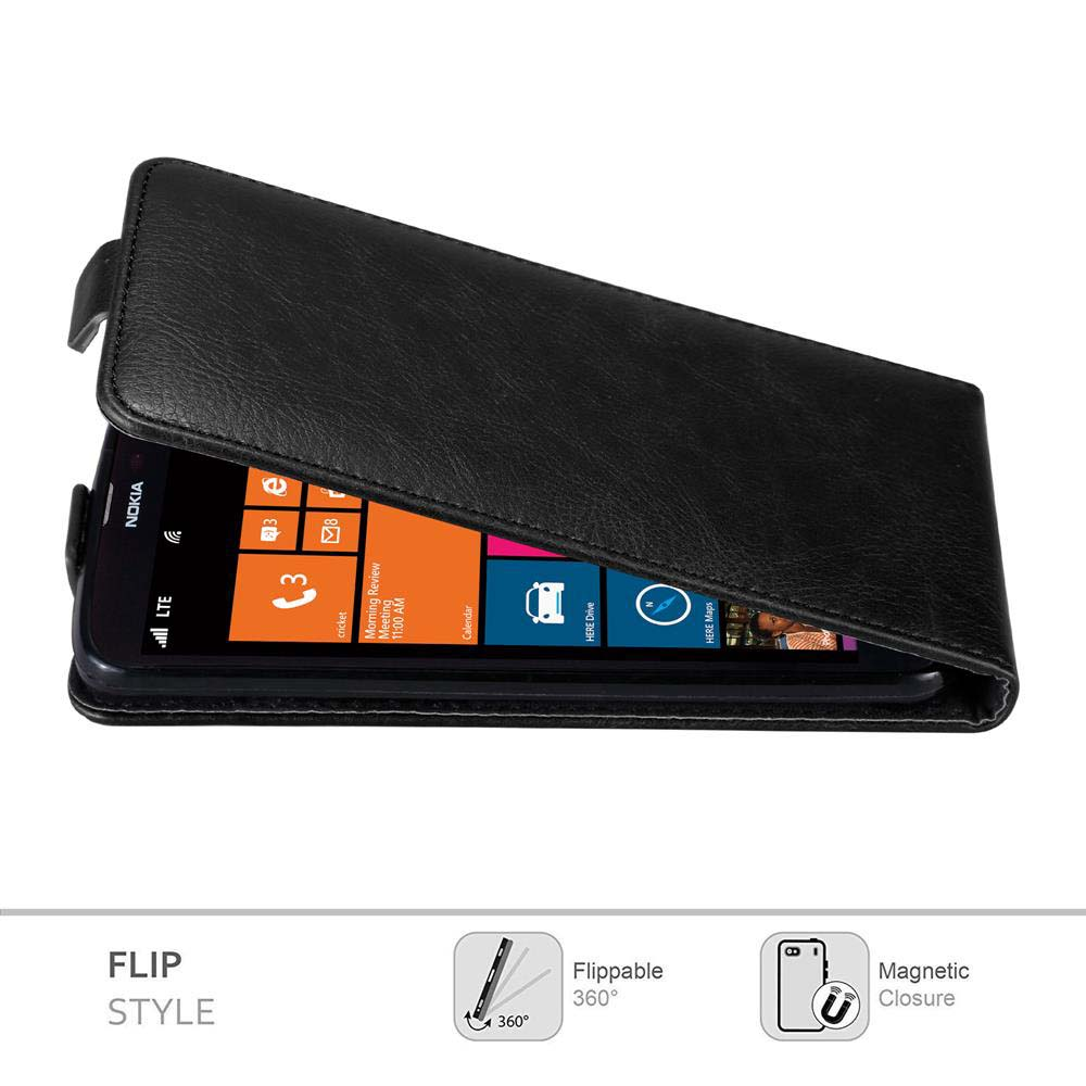 Ein Nokia-Telefon in einer schwarzen Klapphülle. Der Bildschirm zeigt Apps an. Die Hülle ist geöffnet und zeigt den Bildschirm.