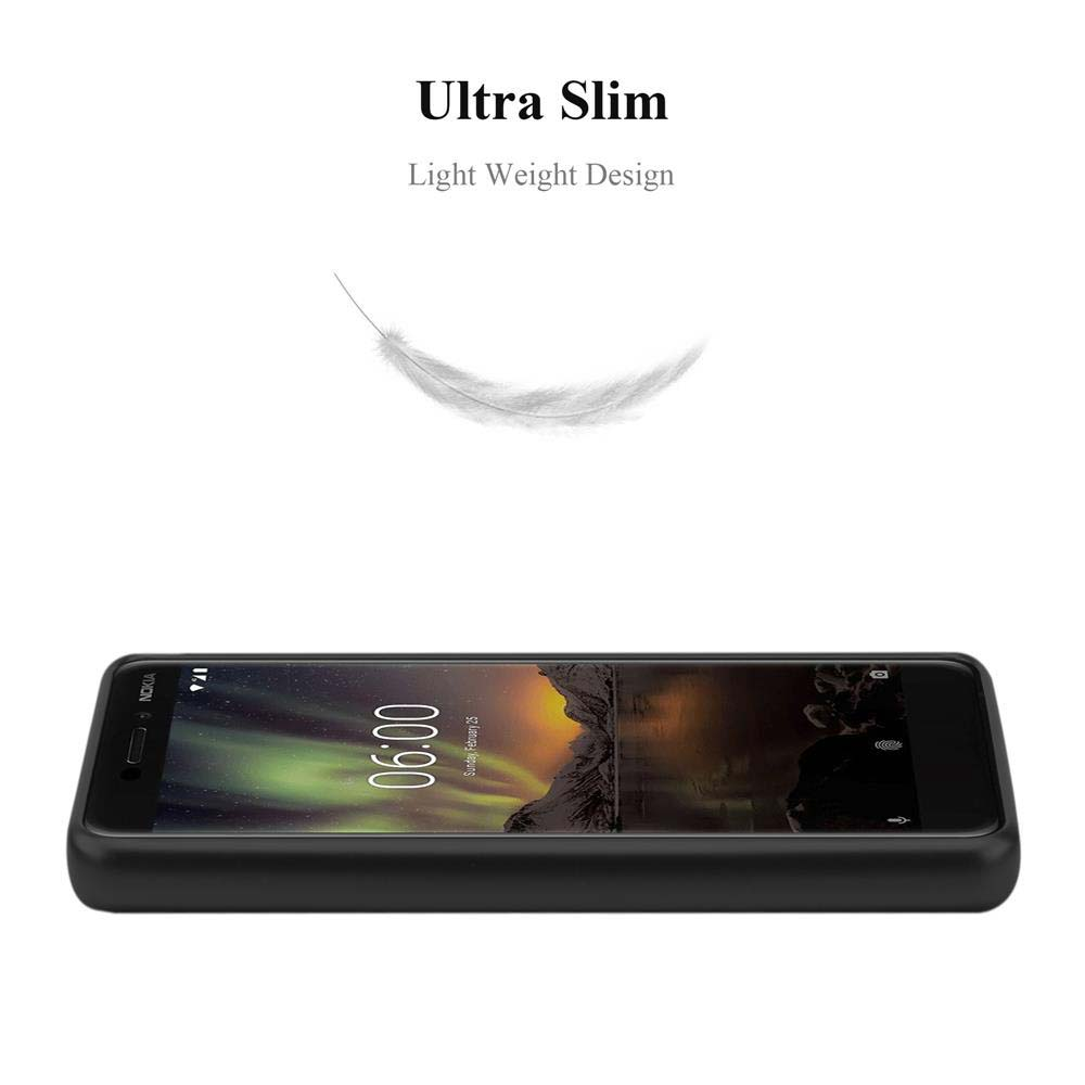 Smartphone nero su sfondo bianco. Il testo 'Ultra Slim' è sopra. Il telefono mostra una foto di paesaggio, l'ora è 06:00.