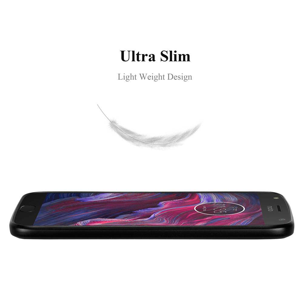 Ein schwarzes Smartphone mit farbenfrohem Bildschirm unten, darüber eine Feder und der Text 'Ultra Slim'.