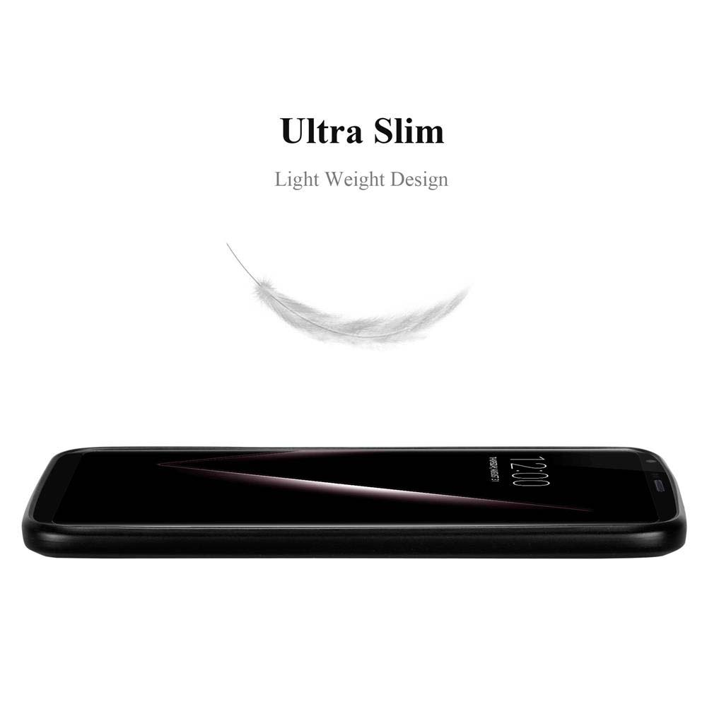 Unten liegt ein Telefon. Darüber steht Ultra Slim, Light Weight Design und eine Feder. Der Bildschirm ist schwarz.