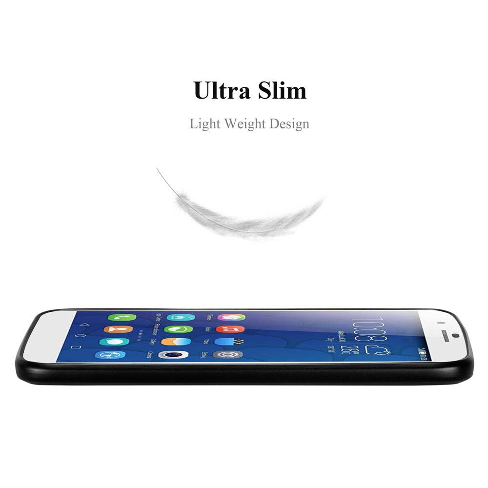 Uno smartphone su sfondo bianco con una piuma. Lo schermo mostra icone di app, un orologio e il testo 'Ultra Slim, Light Weight Design'.