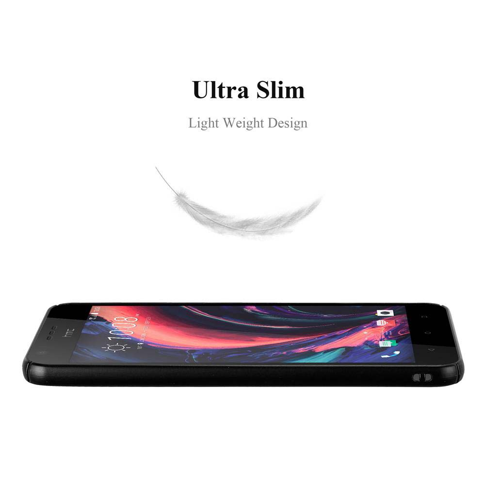 Un smartphone negro sobre fondo blanco. Encima está escrito 'Ultra Slim' y 'Light Weight Design'. Una pluma flota encima.