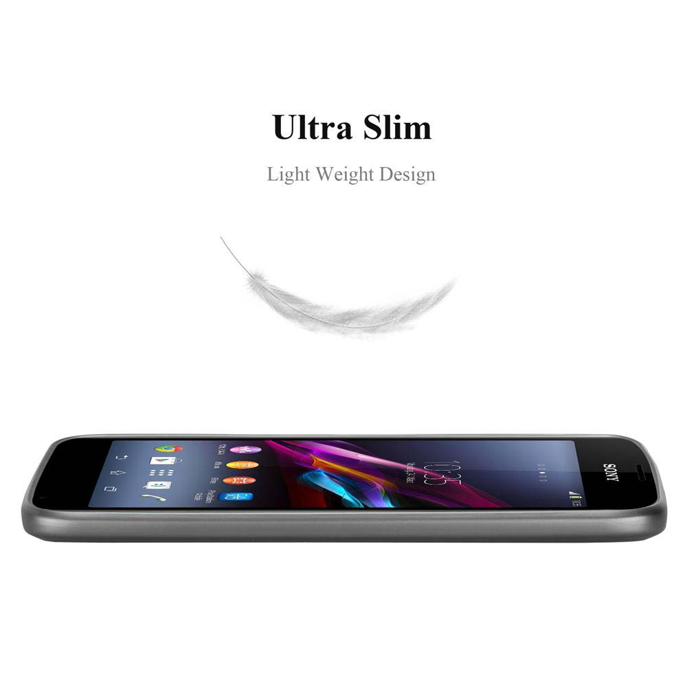 Ein graues Smartphone liegt horizontal. Darüber stehen die Worte 'Ultra Slim' und 'Light Weight Design'. Eine Feder schwebt darüber.