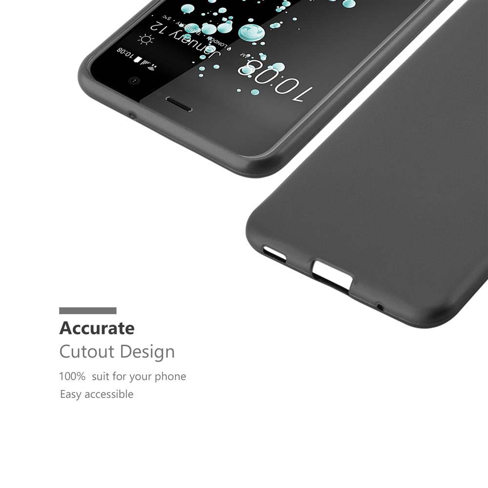 Zwei schwarze Handyhüllen. Eine zeigt Uhrzeit, Datum und Wetter an. Text darunter lautet 'Accurate Cutout Design'.