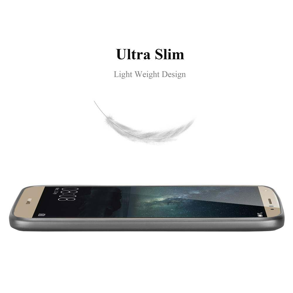 Ein Smartphone, mit der Zeit 08:08, liegt horizontal. Darüber stehen die Worte 'Ultra Slim' und eine Federgrafik.