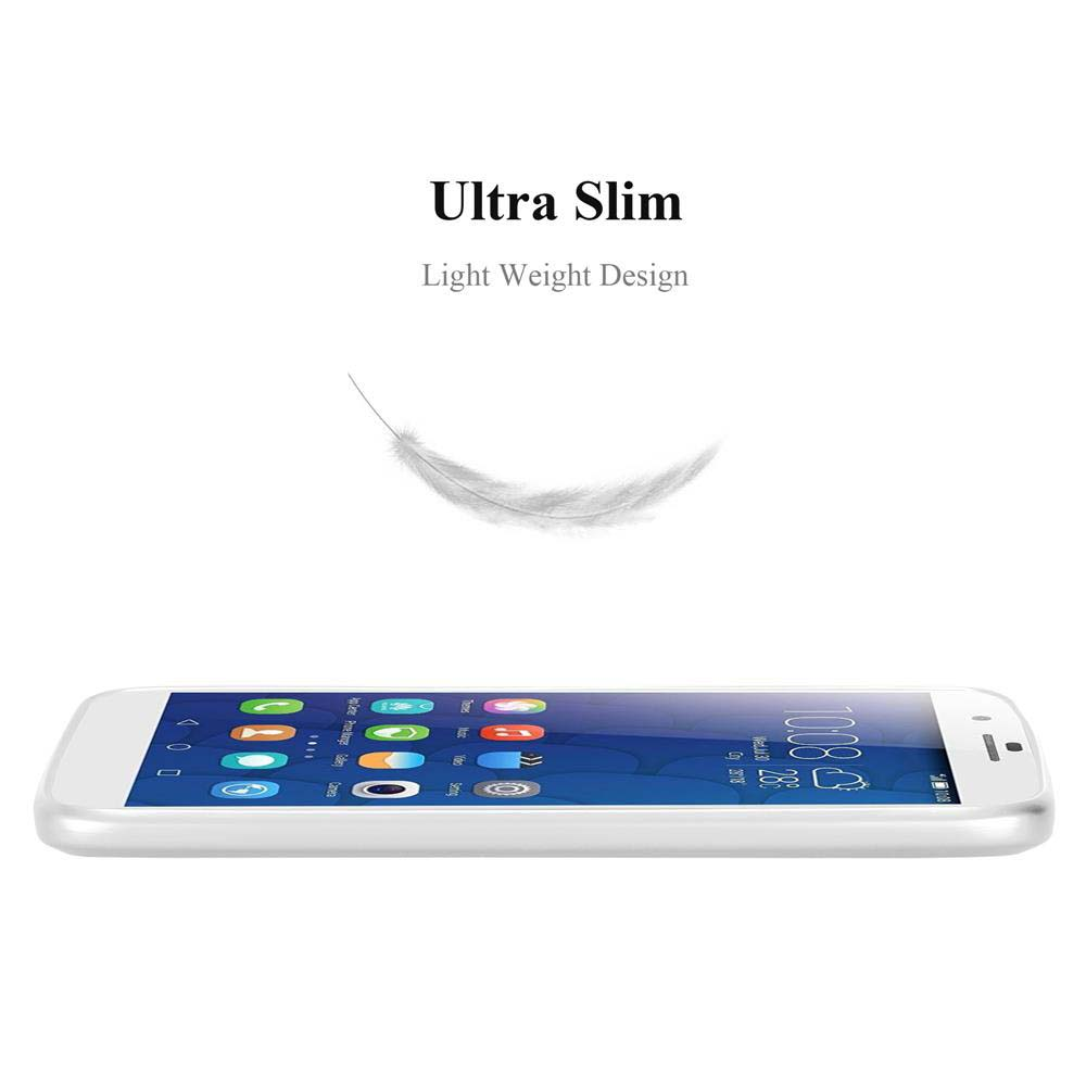 Uno smartphone bianco orizzontale. Sopra, una piuma fluttua. Il testo recita 'Ultra Slim, Light Weight Design'.