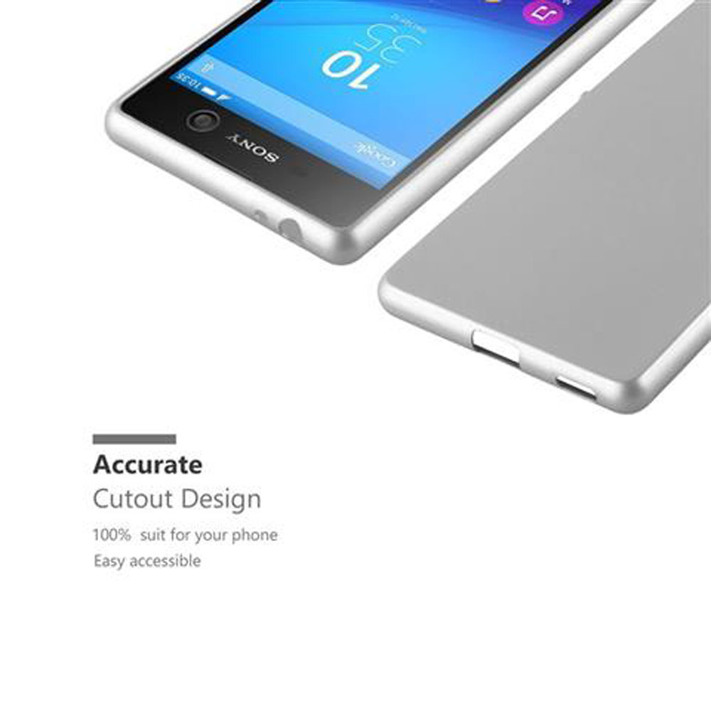 Due smartphone argentati, uno mostra schermo blu con ora 10:35, l'altro una cover. Testo: 'Accurate Cutout Design'.