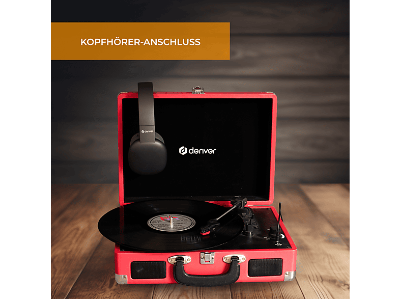Giradischi Denver VPL-120 Nero Design Valigia | Altoparlanti Integrati, Uscita Phono E Registrazione USB | Compatibile 33/45/78 Giri | Retro Vintage