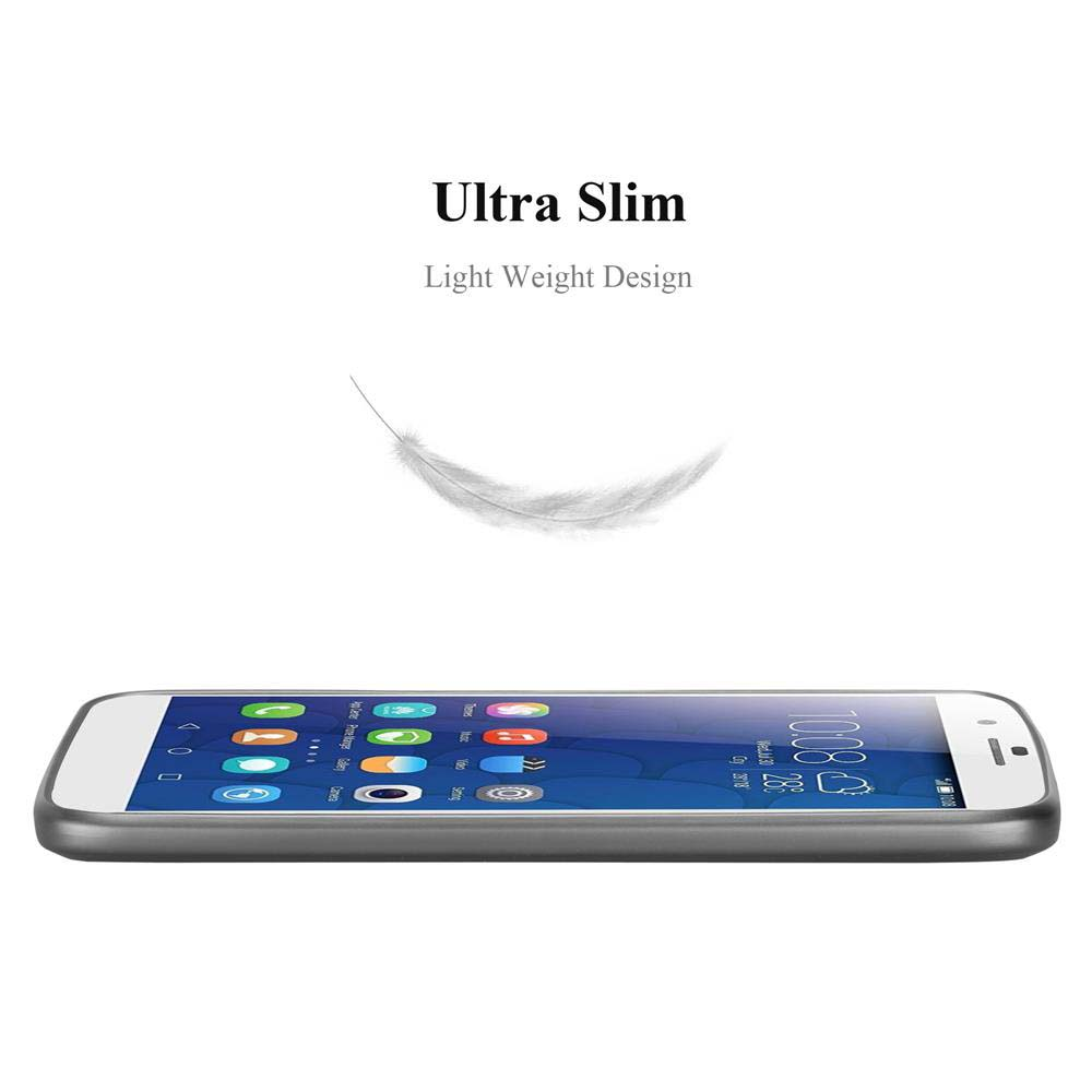 Ein Smartphone liegt horizontal, mit App-Symbolen. Darüber schwebt eine Feder. Text: 'Ultra Slim, Light Weight Design'.