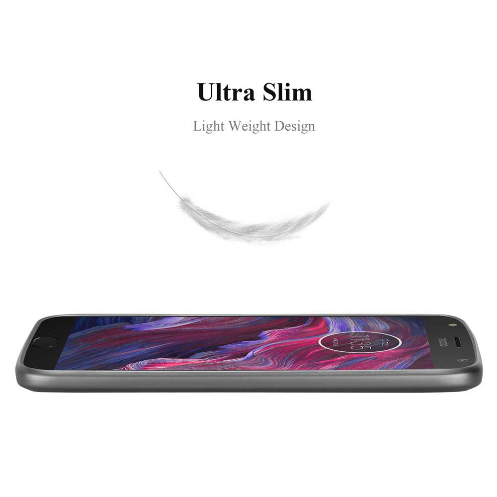 Ein Smartphone liegt horizontal, der Bildschirm zeigt ein farbenfrohes Bild. Oben steht der Text 'Ultra Slim'.