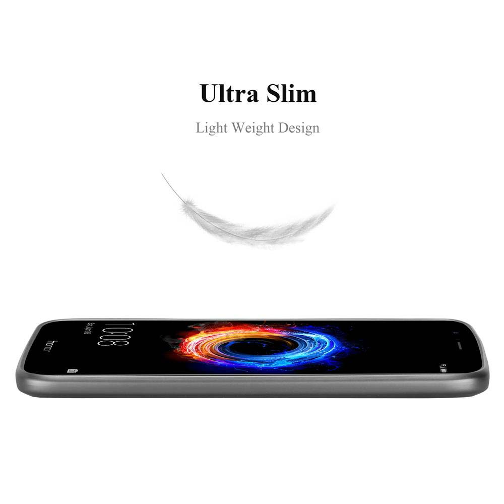 Ein Smartphone auf weißem Hintergrund mit einer Feder und dem Text Ultra Slim und Light Weight Design.