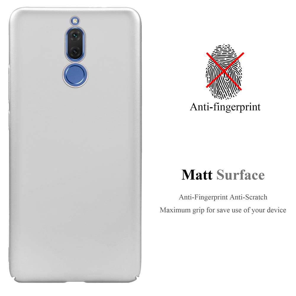 Una custodia per telefono con ritaglio per fotocamera e testo anti-impronta. Ha una superficie opaca e la descrizione 'Maximum grip'.